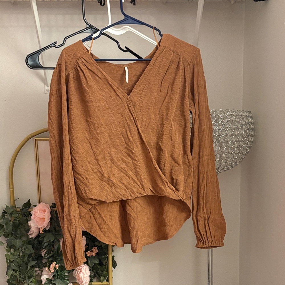 High Low free people Brown Wrap Top